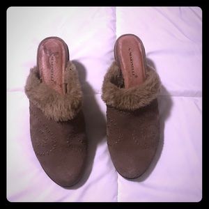 High heel fur slip on shoe